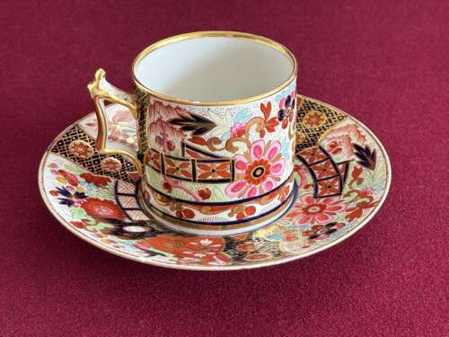 A Flight, Barr & Barr Worcester Porcelain Coffee Can & Saucer in Japan Pattern c.1815