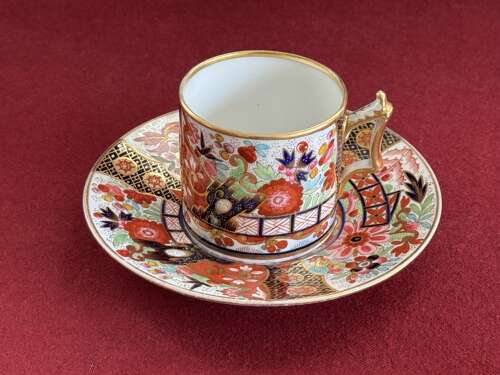 A Flight, Barr & Barr Worcester Porcelain Coffee Can & Saucer in Japan Pattern c.1815
