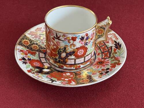 A Flight, Barr & Barr Worcester Porcelain Coffee Can & Saucer in Japan Pattern c.1815