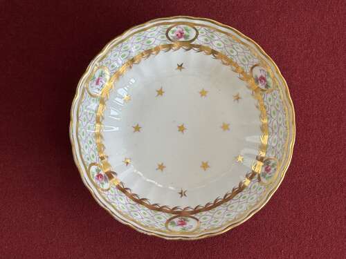 A rare New Hall Hard Paste Porcelain 'Ribbed' Trio in pattern 183 c.1787-92