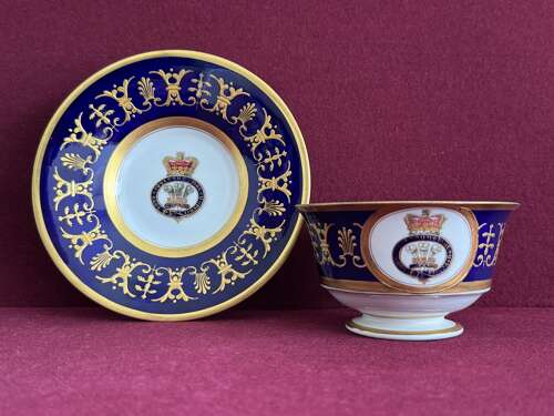 A Royal Flight, Barr & Barr Worcester Cup & Saucer from the Prince Regent Service c.1815