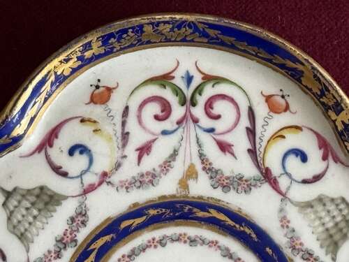 A rare Derby Porcelain Teapot Stand decorated with a Neoclassical Pattern c.1785 - 1790