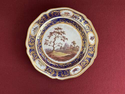 A Derby porcelain topographical landscape plate c.1815