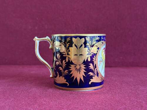 A Derby Porcelain Coffee Can with 'Wishbone' handle c.1815-1825