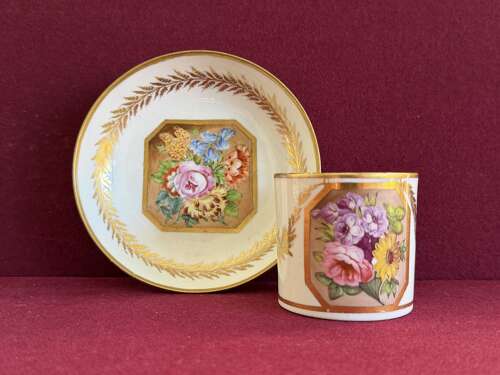 A John Rose Coalport Porcelain Coffee Can and Saucer c.1805