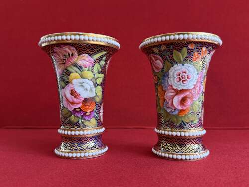A pair of Spode Porcelain Spill Vases decorated in pattern 1166  c.1815-1820