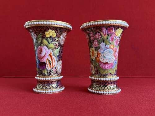 A pair of Spode Porcelain Spill Vases decorated in pattern 1166 c.1815-1820